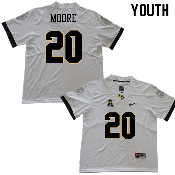 Youth #20 Brandon Moore UCF Knights College Football Jerseys Sale-White - Click Image to Close